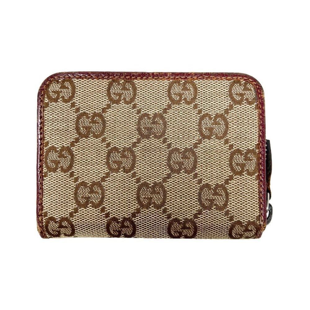 Gucci GG‎ Supreme Canvas Burgundy Trim Small Zip Wallet - Picture 5 of 8
